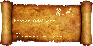 Mahrer Adalbert névjegykártya